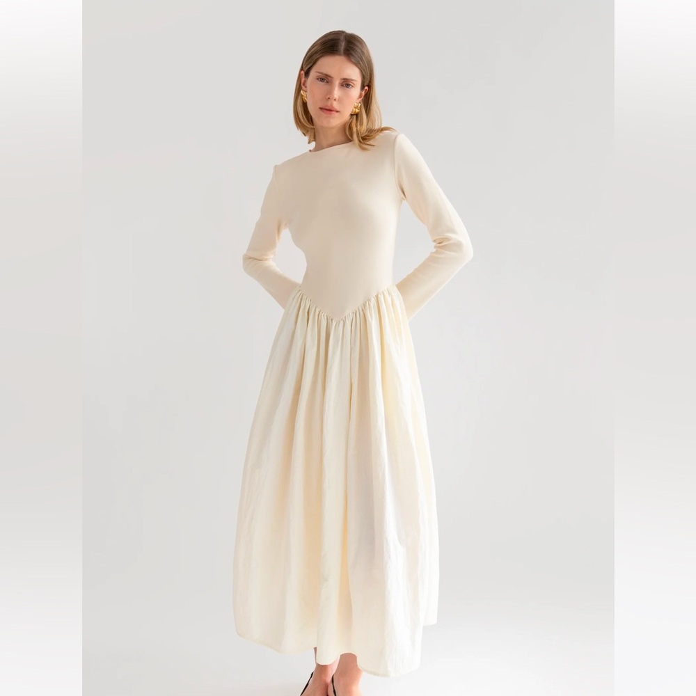 Ivory Kira Basque Waist Maxi Dress from the Bekk